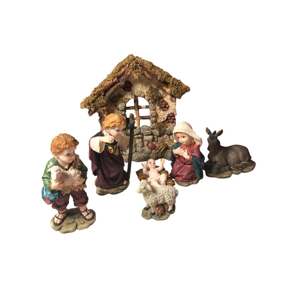 Childrens Nativity 7pc J.C. Penney Ceramic/resin Preowned